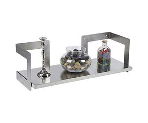 URBNLIVING Large 60 x 23.5cm Wall Mounted Floating Shelf, Stainless Steel Shelving with Double Metal Wall Brackets | Modern Design for all Rooms including Bathroom