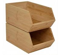 URBNLIVING Large Bamboo & Wooden Cosmetic Organiser - Makeup Storage Box & Vanity Desktop Holder for Skincare, Jewellery, and Accessories (2, Single Compartment)