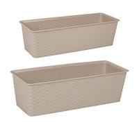 URBNLIVING Large Beige Rectangular Flowerpot Planter 14x18x49cm