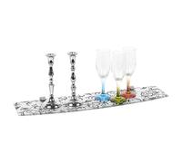 URBNLIVING Large Bowed Floating Glass Wall Shelves with Damask Floral Design, Elegant Display Shelving, Includes Clip Supports, Stylish Storage Solution for Living Rooom, Bathroom, Kitchen