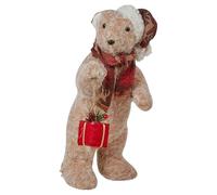 URBNLIVING Large Festive Christmas Bear Plush Decoration - Standing Xmas Soft Toy Ornament for Holiday Home, Tree, Mantel or Shelf Décor - 38cm (Brown)
