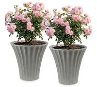 URBNLIVING Large Flower Shaped Plastic Plant and Flower Pot Planters Garden Outdoor Decor (2, Grey)