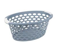 URBNLIVING Large Laundry Room Basket With Handles Storage Washing Bin Plastic 3 Styles (Blue, 26L With Holes)