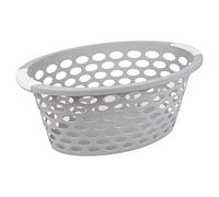 URBNLIVING Large Laundry Room Basket With Handles Storage Washing Bin Plastic 3 Styles (Grey, 26L With Holes)