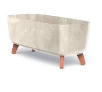 URBNLIVING Large Rectangle Low Concrete Look Planter Flower Plant Pot Indoor Outdoor Garden Decor Legs (Cream)