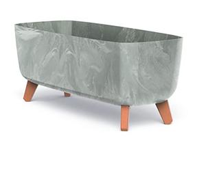 URBNLIVING Large Rectangle Low Concrete Look Planter Flower Plant Pot Indoor Outdoor Garden Decor Legs (Concrete)