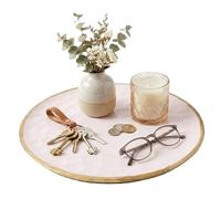 URBNLIVING Large Round Mango Wood Plate - Lacquered Natural Finish Serving Platter for Home & Table Decor
