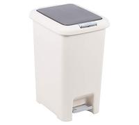 URBNLIVING Large & Small Plastic Waste Bins for Rubbish & Garbage - Holds between 50-6.5L - Available in Square or Oval in Cream or Black (6.5L Square Bin (Cream))