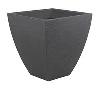 URBNLIVING Large Square Plastic Ribbed Lava Effect Indoor/Outdoor Flower Plant Pot Planter (Charcoal: Ribbed, 1)