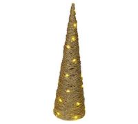 URBNLIVING LED Light Up Christmas Tree Cones, Pyramid Shaped Xmas Cone Trees with Fairy Lights, Window Display Home Decor (Gold With Glitter, 40cm)