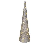 URBNLIVING LED Light Up Christmas Tree Cones, Pyramid Shaped Xmas Cone Trees with Fairy Lights, Window Display Home Decor (Silver, 40cm)