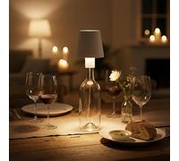 URBNLIVING LED Wine Bottle Lamp - USB Rechargeable, Dimmable Touch Light, Wireless Bar & Table Lamp with Shade (Black)