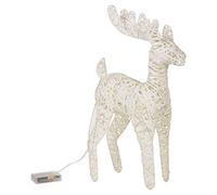 URBNLIVING Light Up LED Reindeer Stags, 60cm Illuminated Christmas Decoration Ornament Figurines, Battery Powered 3xAA Christmas Display Decor (White Glitter)