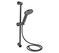 URBNLIVING Matt Black Shower Set - Riser Rail Kit with 3-Setting Shower Head & 1.5m Hose, Universal Bathroom