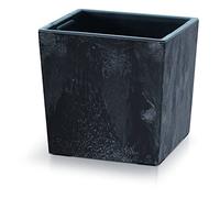 URBNLIVING Medium Square Modern Concrete Look Planter Flower Plant Pot Indoor Outdoor Garden Decor Contemporary D24cm xH23.5cm (Anthracite)