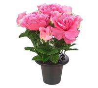 URBNLIVING Memorial Remembrance Cemetery Grave Pots Artificial Rose Flower in Black Planter Multicolored Mini Flowerpots