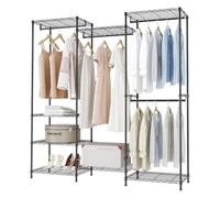 URBNLIVING Metal Mesh Open Wardrobe Clothes Rail with Shelves