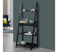 URBNLIVING Modena 4 Tier Wooden Ladder Storage Rack Display Stand Shelving Unit Bedroom (Black)