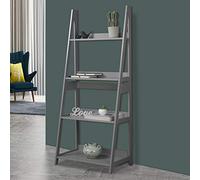 URBNLIVING Modena 4 Tier Wooden Ladder Storage Rack Display Stand Shelving Unit Bedroom (Grey)
