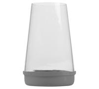 URBNLIVING Modern Metal Glass Hurricane Lantern Candle Holder (Grey 20cm) | Clear panel, metal base, indoor decor, taller 20cm height for tabletop display and candlelight as an accent D12.2xW12.2xH20cm
