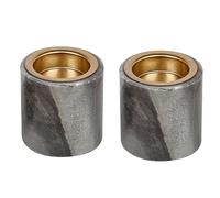 URBNLIVING Natural Marble Tea Light Candle Holder - Votive, Home Décor Centrepiece, Luxury Grey & Gold Gift - Set of 2-7cm