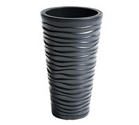 URBNLIVING New Large Side Tall Sand Effect Flower Plant Pot Indoor Outdoor Garden Patio Planters (Dark Grey, 2)