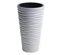 URBNLIVING New Large Side Tall Sand Effect Flower Plant Pot Indoor Outdoor Garden Patio Planters (White, 2)