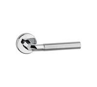 URBNLIVING Paris Metal Lever Latch Door Handles Set Round Rose Design for Internal & External Use, Stylish, Easy Installation, Crome Finish Secure and Elegant for Home or Office (Chrome & Satin Rose)