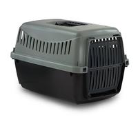 URBNLIVING Pet Carrier (Dark Grey - 39x26x25cm) | Plastic Travel Carrier with Ventilation Slots, Secure Grill Door, Carry Handle, Easy Clean Design for Dogs, Cats & Small Pets