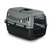 URBNLIVING Pet Carrier (Dark Grey - 58x38x38cm) | Plastic Travel Carrier with Ventilation Slots, Secure Grill Door, Carry Handle, Easy Clean Design for Dogs, Cats & Small Pets