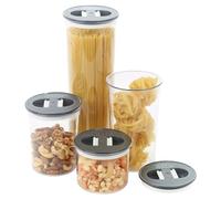 URBNLIVING Plastic Airtight Containers Food Storage Reusable Stackable Dark Grey (x 4-1 of each size)