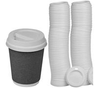 URBNLIVING Plastic Coffee Cup Sip Through Lids Fit Size 8oz Hot & Cold Drinks Paper Cups White Lid (Pack of 500 Lids)