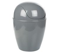 URBNLIVING Plastic Swing Top Lid Bin Rubbish Trash Can Bathroom Office Under Counter (Grey, 5L)