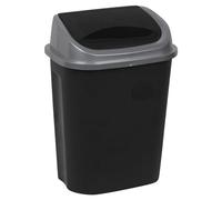 URBNLIVING Plastic Swing Top Waste Bin Can Dustbin Black & Grey Home Office Kitchen