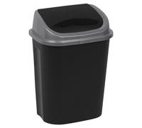 URBNLIVING Plastic Swing Top Waste Bin Can Dustbin Black & Grey Home Office Kitchen