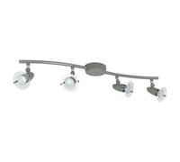 URBNLIVING Pocket 4-Arm LED Ceiling Spotlight Track Light Bar, Warm White GU10, Grey Finish - Modern Adjustable Directional Lighting for Home & Office