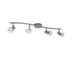URBNLIVING Pocket 4-Arm LED Ceiling Spotlight Track Light Bar, Warm White GU10, Grey Finish - Modern Adjustable Directional Lighting for Home & Office