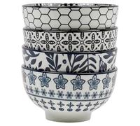 URBNLIVING Porcelain Dessert Bowls - 6-Piece Ceramic Cereal, Soup & Snack Bowl Set, Durable Dinnerware, Microwave & Dishwasher Safe, Modern Gift Set for Kitchen or Dining (1 of Each Design (4))