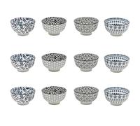 URBNLIVING Porcelain Dessert Bowls - 6-Piece Ceramic Cereal, Soup & Snack Bowl Set, Durable Dinnerware, Microwave & Dishwasher Safe, Modern Gift Set for Kitchen or Dining (3 of Each Design (12))