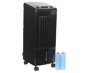URBNLIVING Portable Air Cooler AC Fan Conditioner Ventilation Unit on Wheels with 2 Ice Packs Black