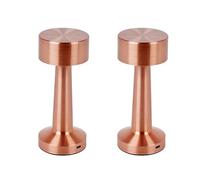 URBNLIVING Portable Mini LED Table Lamp - Cordless, Dimmable Night Light for Bedside, Desk, Study, Office, USB Rechargeable (Copper Set of 2)