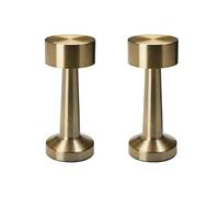 URBNLIVING Portable Mini LED Table Lamp - Cordless, Dimmable Night Light for Bedside, Desk, Study, Office, USB Rechargeable (Gold Set of 2)