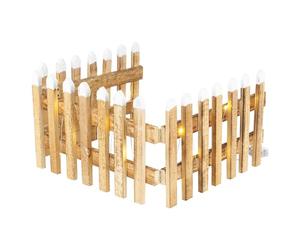URBNLIVING Pre Lit LED Light Up Wooden Snow Topped Christmas Tree Picket Fence | Xmas Tree Skirt Stand Border Fence Decoration (1, 90cm L x 2cm D x 20cm H)