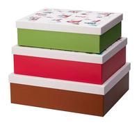 URBNLIVING Queensway Home & Dining Set of 3 Christmas Storage Boxes with Lids - Large Durable Stackable & Nesting Gift Containers for Xmas Holiday Organization (Brown & Cream)