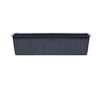 URBNLIVING Rectangle Rattan Plastic Balcony Flower Plant Garden Herb Planter Decor Pots Set (Anthracite, 800mm)