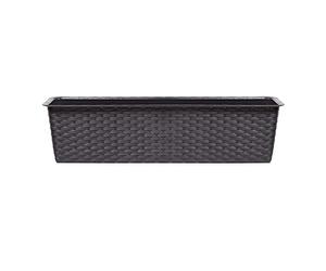URBNLIVING Rectangle Rattan Plastic Balcony Flower Plant Garden Herb Planter Decor Pots Set (Brown, 500mm)