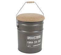 URBNLIVING retro Vintage Rustic Industrial Style Round Barstools For Kitchen or Pub Can Stools 4 colours (Grey)