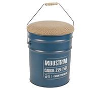 URBNLIVING retro Vintage Rustic Industrial Style Round Barstools For Kitchen or Pub Can Stools 4 colours (Blue)