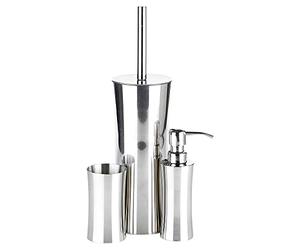 URBNLIVING Ridder 3pcs Stainless Steel Matching Bathroom Dispenser Tumbler Toilet Brush Set