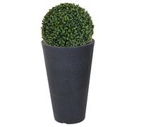 URBNLIVING Round Charcoal Grey Plant Pot With Artificial Grass Dome Ball